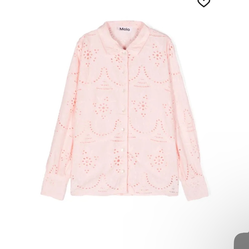 Girls Molo Pink Eyelet Button-Up Shirt